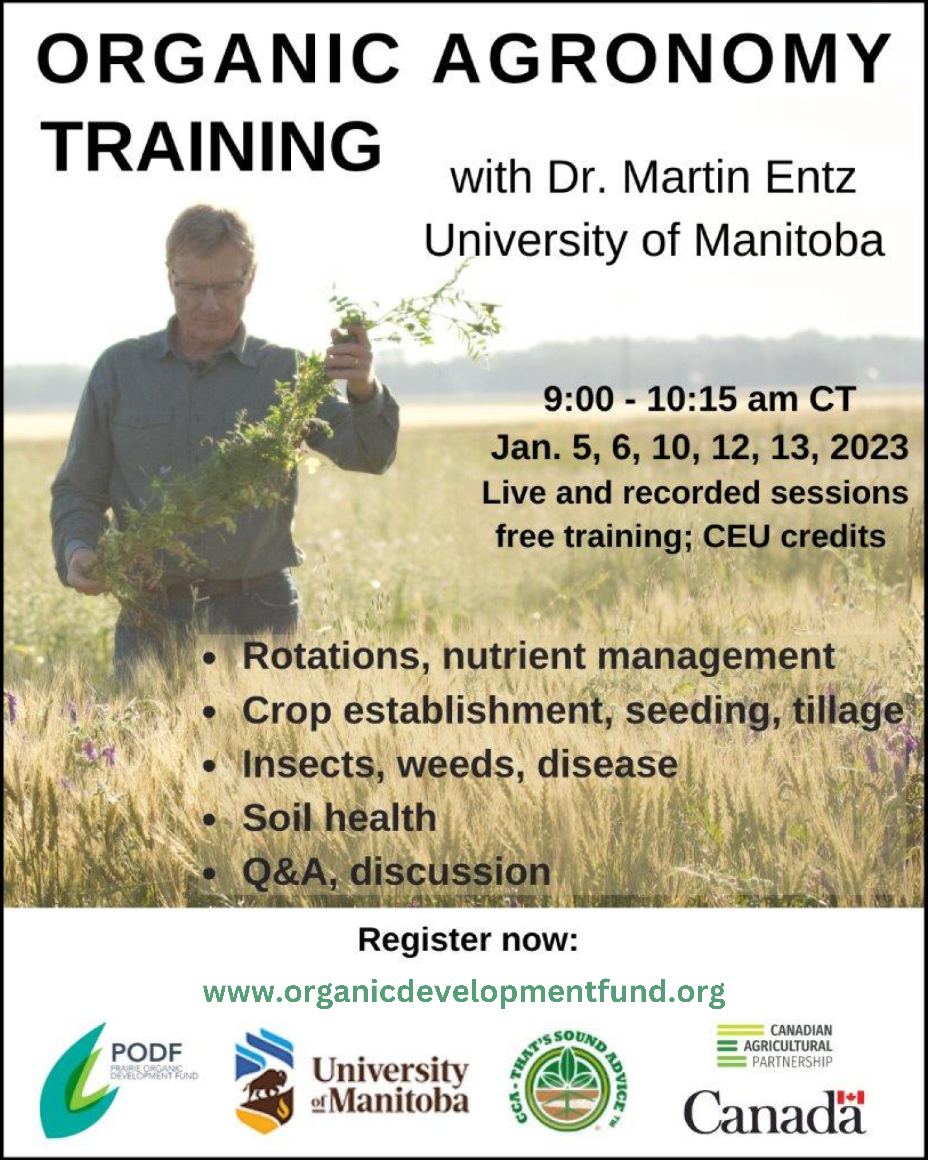 Online Organic Agronomy Training with Dr. Martin Entz